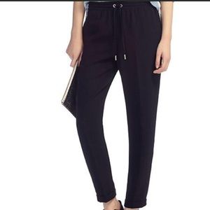 Whistles London UK crepe Helena trouser pants navy joggers pull on pants